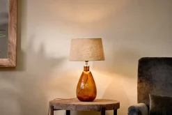 Table Lamps|Bedroom^Nkuku Baba Recycled Glass Lamp - - Small Tall Burnt Amber