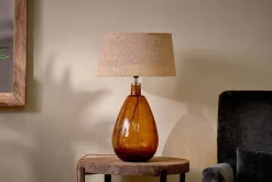 Table Lamps^Nkuku Baba Recycled Glass Lamp - - Large Tall Burnt Amber