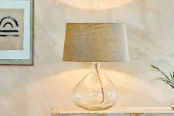 Table Lamps^Nkuku Baba Recycled Glass Lamp - Clear - Large Wide Clear Glass