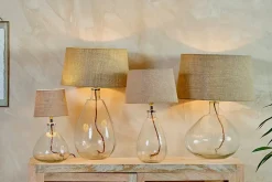 Table Lamps^Nkuku Baba Recycled Glass Lamp - Clear - Large Wide Clear Glass