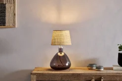 Table Lamps^Nkuku Baba Recycled Glass Table Lamp - - Small Wide Smoke