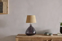 Table Lamps^Nkuku Baba Recycled Glass Table Lamp - - Small Wide Smoke