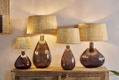 Table Lamps^Nkuku Baba Recycled Glass Table Lamp - - Small Wide Smoke