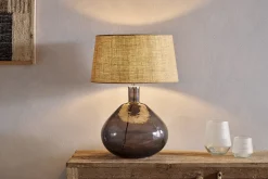 Table Lamps^Nkuku Baba Recycled Glass Table Lamp - - Large Wide Smoke