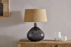 Table Lamps^Nkuku Baba Recycled Glass Table Lamp - - Large Wide Smoke