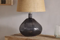 Table Lamps^Nkuku Baba Recycled Glass Table Lamp - - Large Wide Smoke