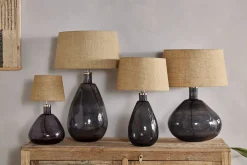 Table Lamps^Nkuku Baba Recycled Glass Table Lamp - - Large Wide Smoke