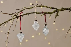 Baubles & Tree Decorations^Nkuku Calida Baubles - Clear Crackle (Set of 3)