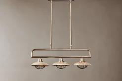 Statement Lighting|Pendant Lighting^Nkuku Chakai Mango Wood Pendant Lamp - Natural & Antique Brass