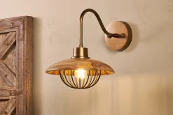 Wall Lights|Wall & Spot Lights^Nkuku Chakai Mango Wood Wall Lamp - Natural & Antique Brass