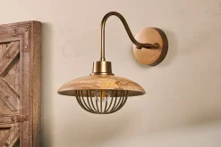 Wall Lights|Wall & Spot Lights^Nkuku Chakai Mango Wood Wall Lamp - Natural & Antique Brass