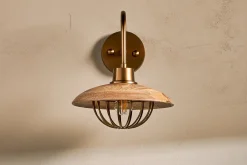 Wall Lights|Wall & Spot Lights^Nkuku Chakai Mango Wood Wall Lamp - Natural & Antique Brass