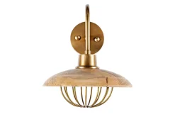 Wall Lights|Wall & Spot Lights^Nkuku Chakai Mango Wood Wall Lamp - Natural & Antique Brass