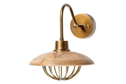 Wall Lights|Wall & Spot Lights^Nkuku Chakai Mango Wood Wall Lamp - Natural & Antique Brass