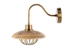 Wall Lights|Wall & Spot Lights^Nkuku Chakai Mango Wood Wall Lamp - Natural & Antique Brass