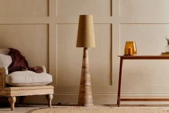 Floor Lamps^Nkuku Chameli Tapered Mango Wood Floor Lamp
