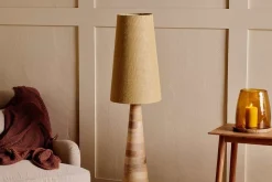 Floor Lamps^Nkuku Chameli Tapered Mango Wood Floor Lamp