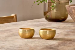 Candle Holders|Candles & Candleholders^Nkuku Darani Tealights - Antique Brass (Set of 2)