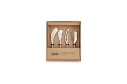 Serving Cutlery|Cheese Board & Knives^Nkuku Darsa Cheese Knife Set - Brushed Silver (Set of 4)