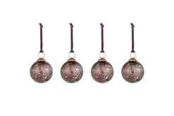 Baubles & Tree Decorations^Nkuku Darya Baubles - Antique Burgundy - (Set of 4)