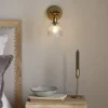 Wall Lights|Spot Lights^Nkuku Davika Ribbed Glass Task Wall Lamp - Clear & Antique Brass