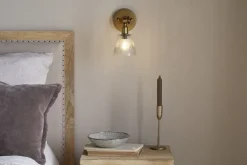 Wall Lights|Spot Lights^Nkuku Davika Ribbed Glass Task Wall Lamp - Clear & Antique Brass
