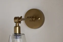 Wall Lights|Spot Lights^Nkuku Davika Ribbed Glass Task Wall Lamp - Clear & Antique Brass