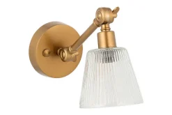 Wall Lights|Spot Lights^Nkuku Davika Ribbed Glass Task Wall Lamp - Clear & Antique Brass