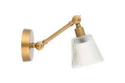 Wall Lights|Spot Lights^Nkuku Davika Ribbed Glass Task Wall Lamp - Clear & Antique Brass