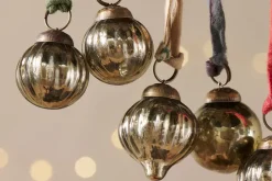 Baubles & Tree Decorations|Winter Berries^Nkuku Dew Drop Baubles - - (Set of 12) Antique Gold