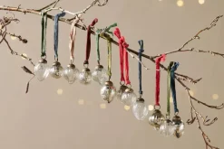 Baubles & Tree Decorations|Shades Of Nature^Nkuku Dew Drop Baubles - - (Set of 12) Silver & Clear