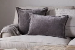 Bedroom Textiles|Cushions^Nkuku Dhara Velvet Cushion Cover - Charcoal