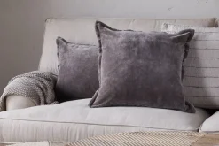 Bedroom Textiles|Cushions^Nkuku Dhara Velvet Cushion Cover - Charcoal