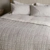 Blankets & Throws|Blankets & Throws^Nkuku Dipti Cotton & Linen Block Print Bed Quilt - Charcoal