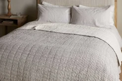 Blankets & Throws|Blankets & Throws^Nkuku Dipti Cotton & Linen Block Print Bed Quilt - Charcoal