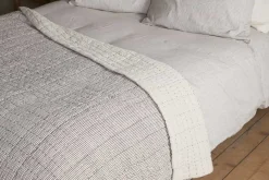 Blankets & Throws|Blankets & Throws^Nkuku Dipti Cotton & Linen Block Print Bed Quilt - Charcoal