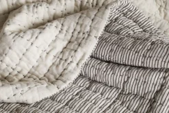 Blankets & Throws|Blankets & Throws^Nkuku Dipti Cotton & Linen Block Print Bed Quilt - Charcoal