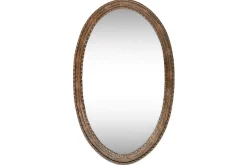 Round Mirrors|Wall Mirrors^Nkuku Drishti Oval Iron Mirror - Antique Black - Small