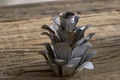 Christmas Table^Nkuku Elagalu Pine Cone Candle Holders - Zinc (Set of 2)
