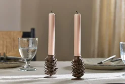 Fireside|Candle Holders^Nkuku Elagalu Pine Cone Candle Stick - Rust (Set of 2)