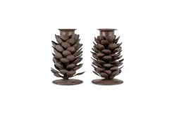Fireside|Candle Holders^Nkuku Elagalu Pine Cone Candle Stick - Rust (Set of 2)