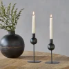 Decorative Home Accessories|Desk Accessories^Nkuku Endo Recycled Iron Candle Holder - Black (Set of 2)