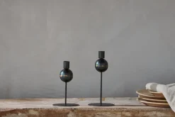 Decorative Home Accessories|Desk Accessories^Nkuku Endo Recycled Iron Candle Holder - Black (Set of 2)