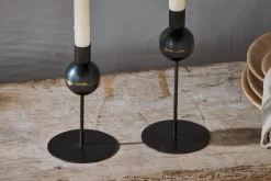 Decorative Home Accessories|Desk Accessories^Nkuku Endo Recycled Iron Candle Holder - Black (Set of 2)