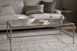 Living|Coffee Tables^Nkuku Gilasi Cast Metal & Glass Coffee Table - Antique Brass