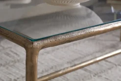 Living|Coffee Tables^Nkuku Gilasi Cast Metal & Glass Coffee Table - Antique Brass