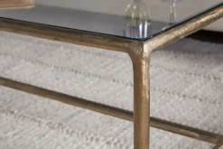 Living|Coffee Tables^Nkuku Gilasi Cast Metal & Glass Coffee Table - Antique Brass