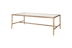 Living|Coffee Tables^Nkuku Gilasi Cast Metal & Glass Coffee Table - Antique Brass