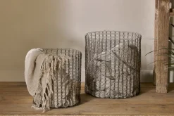 Baskets^Nkuku Gosaba Iron Basket - Aged Brass (Set of 2)