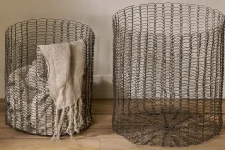 Baskets^Nkuku Gosaba Iron Basket - Aged Brass (Set of 2)